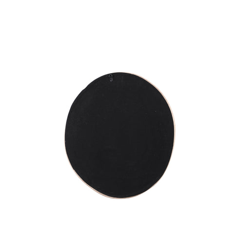 Ne soyez que miroir rond organique en velours beige.