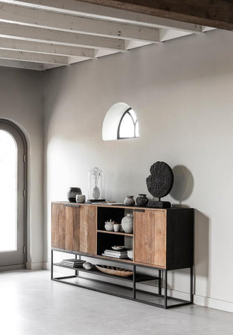 Commode Cosmo N°1 grande, 3 portes, 2 étagères ouvertes