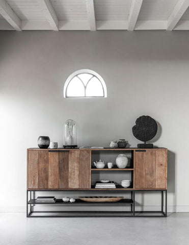 Commode Cosmo N°1 grande, 3 portes, 2 étagères ouvertes