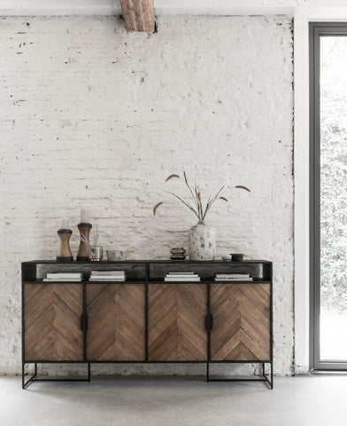 Comoda Criss Cross N.2, 4 puertas, estante abierto