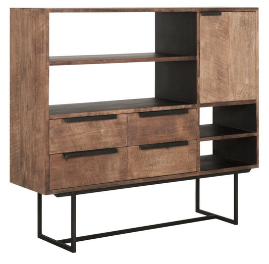 Commode Odeon N°3, 1 porte, 4 étagères ouvertes, 4 tiroirs