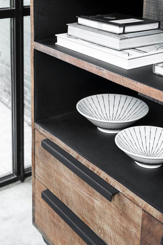 Commode Odeon N°3, 1 porte, 4 étagères ouvertes, 4 tiroirs