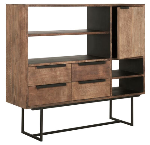 Commode Odeon N°3, 1 porte, 4 étagères ouvertes, 4 tiroirs