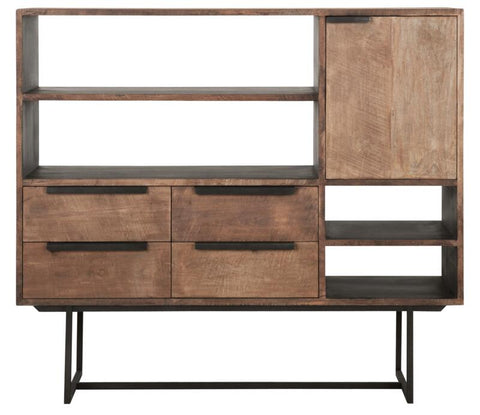 Commode Odeon N°3, 1 porte, 4 étagères ouvertes, 4 tiroirs