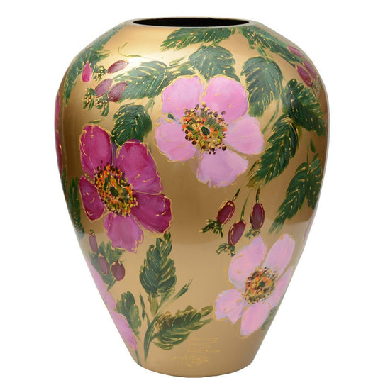 Handbeschilderde Vaas Kander M rosehip gold Ø27,5 x H35 cm