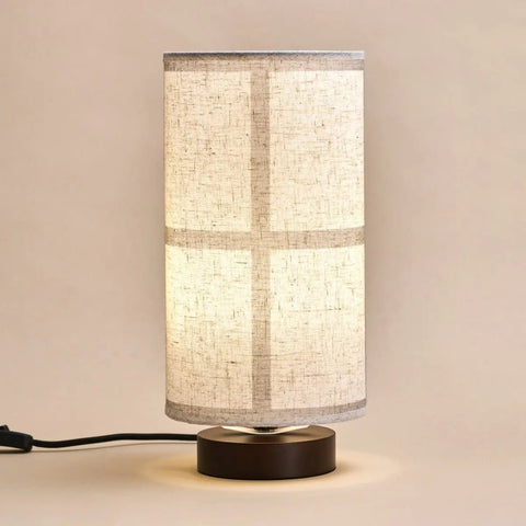 Sakura Donkerbruine Tafellamp met Linnen Kap | Handgemaakte en stijlvolle verlichting