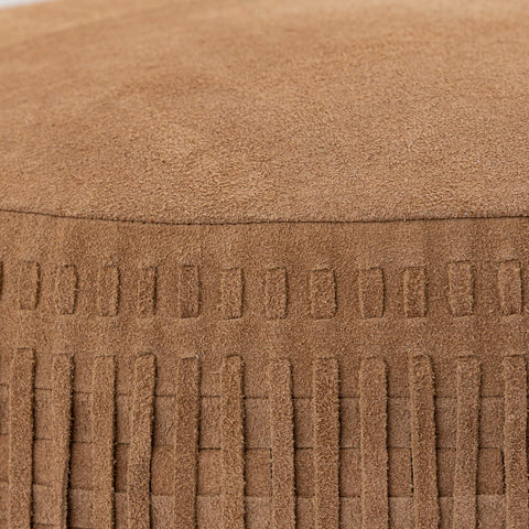 Eleora Camel suede leather pouf fringes round S traduit en Only.