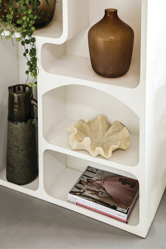 Emmelie White MDF rough organic shape cabinet high