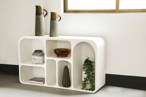 Emmelie White MDF rough organic shape cabinet low