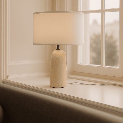 Charlotte Marmeren Lamp met Katoenen Kap – Elegante verlichting voor uw huis