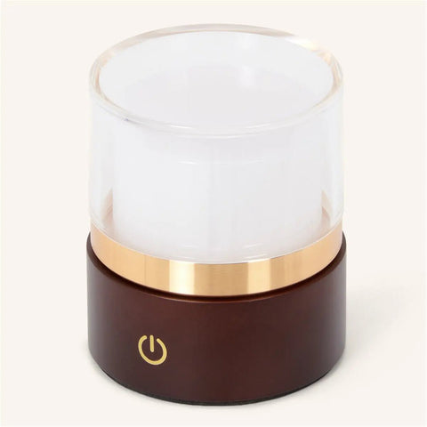 Leo donkerbruine compacte draadloze oplaadbare lamp – natuurlijk hout, dimbaar licht
