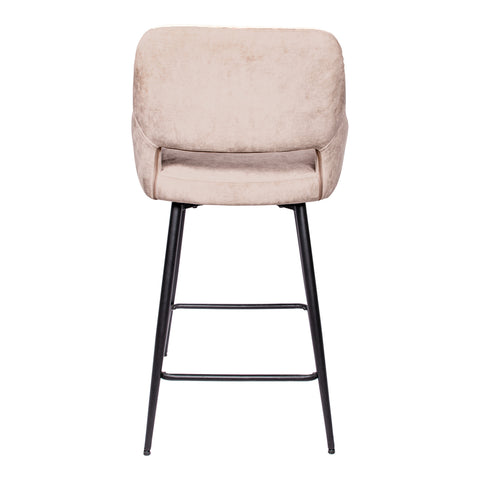 Velvet Khaki bar stool with black metal legs, assembly required.