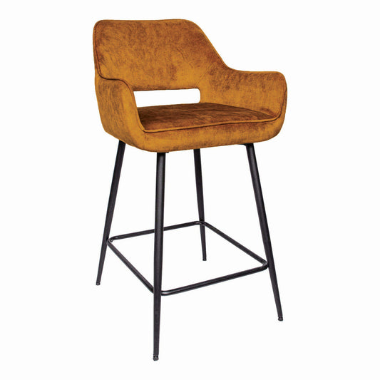 Velvet Rust bar stool with black metal legs