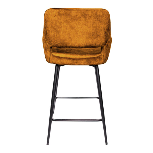 Velvet Rust bar stool with black metal legs