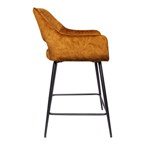 Velvet Rust bar stool with black metal legs