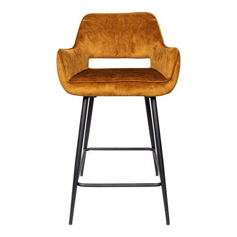 Velvet Rust bar stool with black metal legs