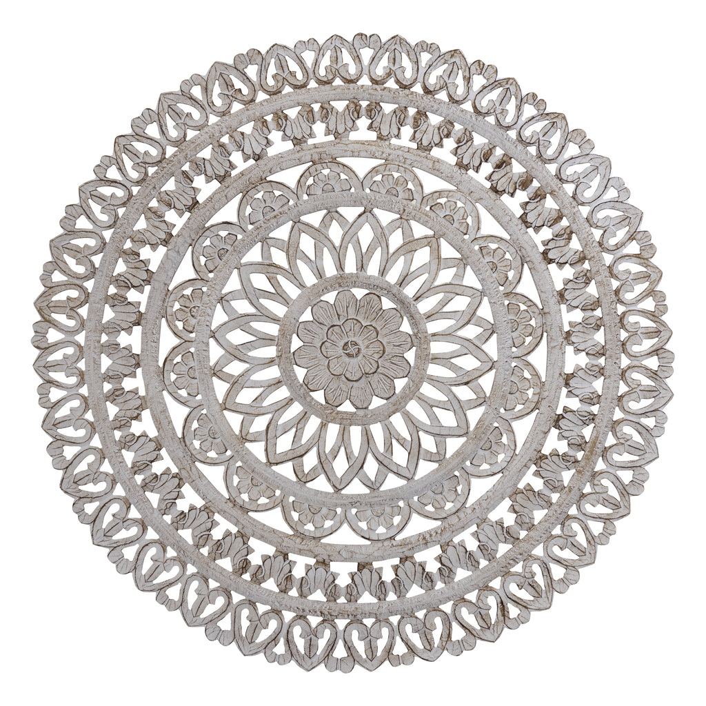 Farris Cream round mdf wall panel carved L to Only.