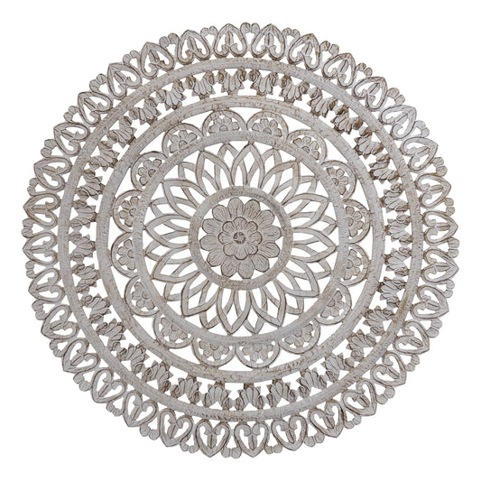 Farris Cream round mdf wall panel carved L to Only.