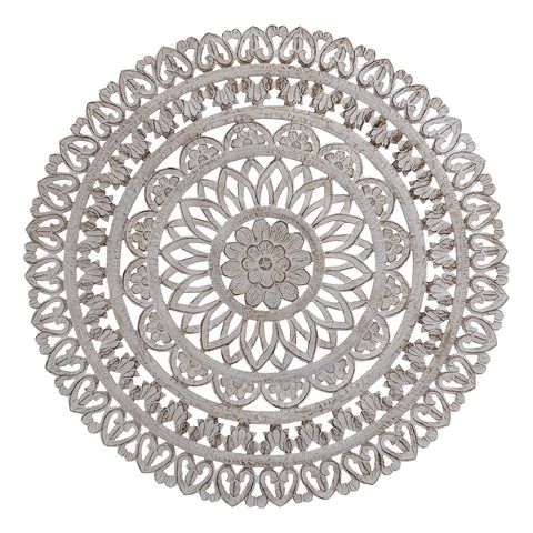 Farris Cream round mdf wall panel carved L to Only.