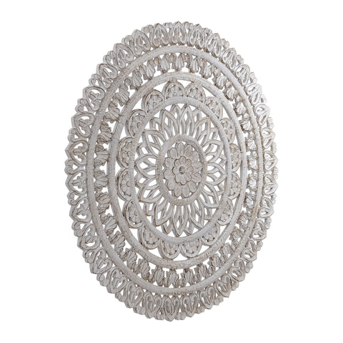 Farris Cream round mdf wall panel carved L to Only.