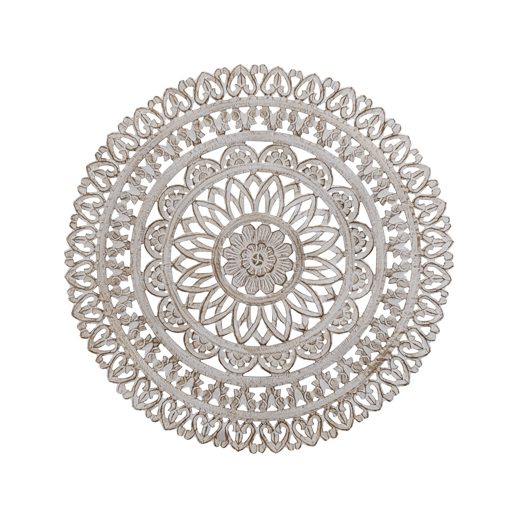 Farris Cream round mdf wall panel carved S to Only.