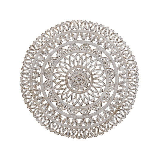 Farris Cream round mdf wall panel carved S to Only.
