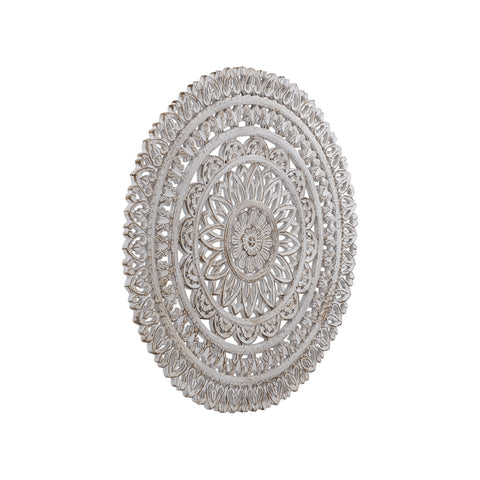 Farris Cream round mdf wall panel carved S to Only.