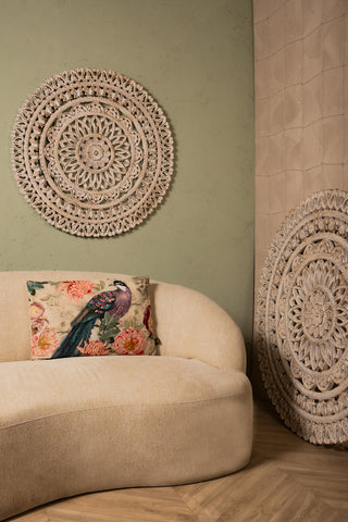 Farris Cream round mdf wall panel carved S to Only.