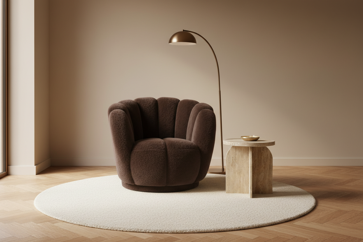 Fauteuil Furia handvorm in Japandi interieur