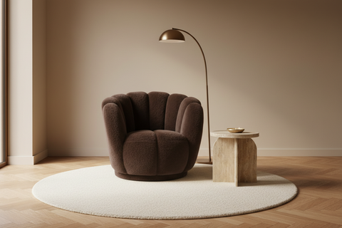 Fauteuil Furia handvorm in Japandi interieur