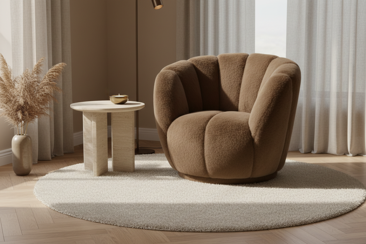 Fauteuil Furia Mocca Donker Glanzend Bont