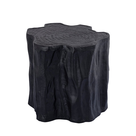 Fennah Black matt aluminum side table in tree wood shape M