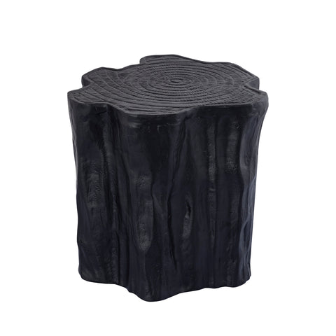Fennah Black matt aluminum side table in tree wood shape M