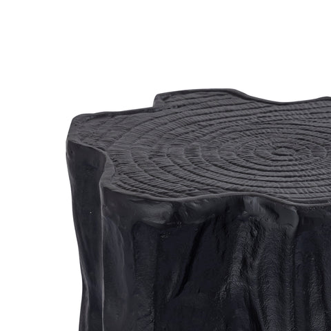 Fennah Black matt aluminum side table in tree wood shape M