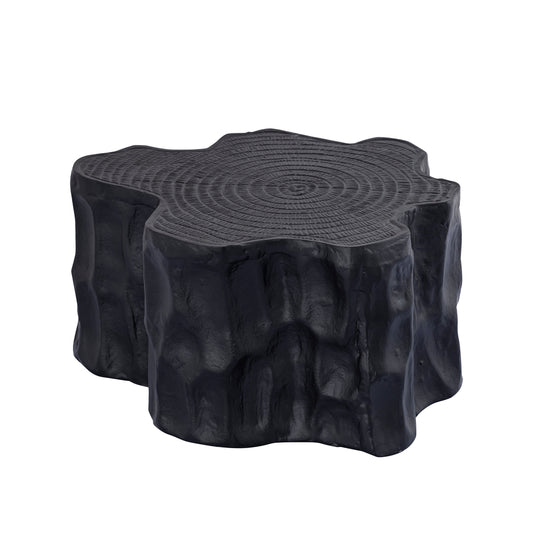 Fennah Black matt aluminum side table in tree wood shape S