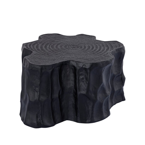 Fennah Black matt aluminum side table in tree wood shape S