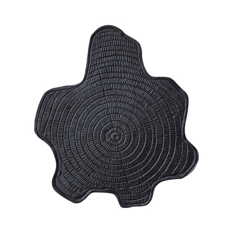 Fennah Black matt aluminum side table in tree wood shape S