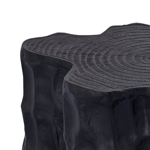Fennah Black matt aluminum side table in tree wood shape S