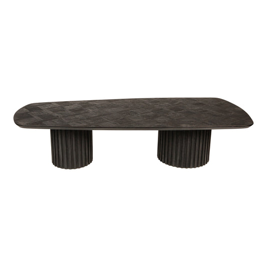 Fieron Mesa de café de madera negra con base doble redonda