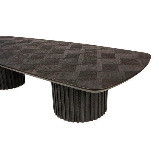 Fieron Mesa de café de madera negra con base doble redonda