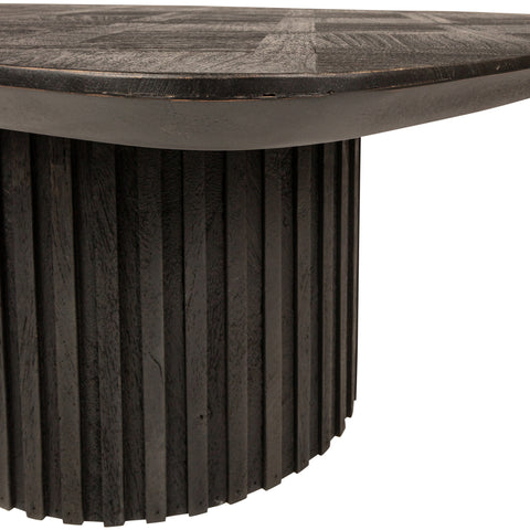 Fieron Mesa de café de madera negra con base doble redonda