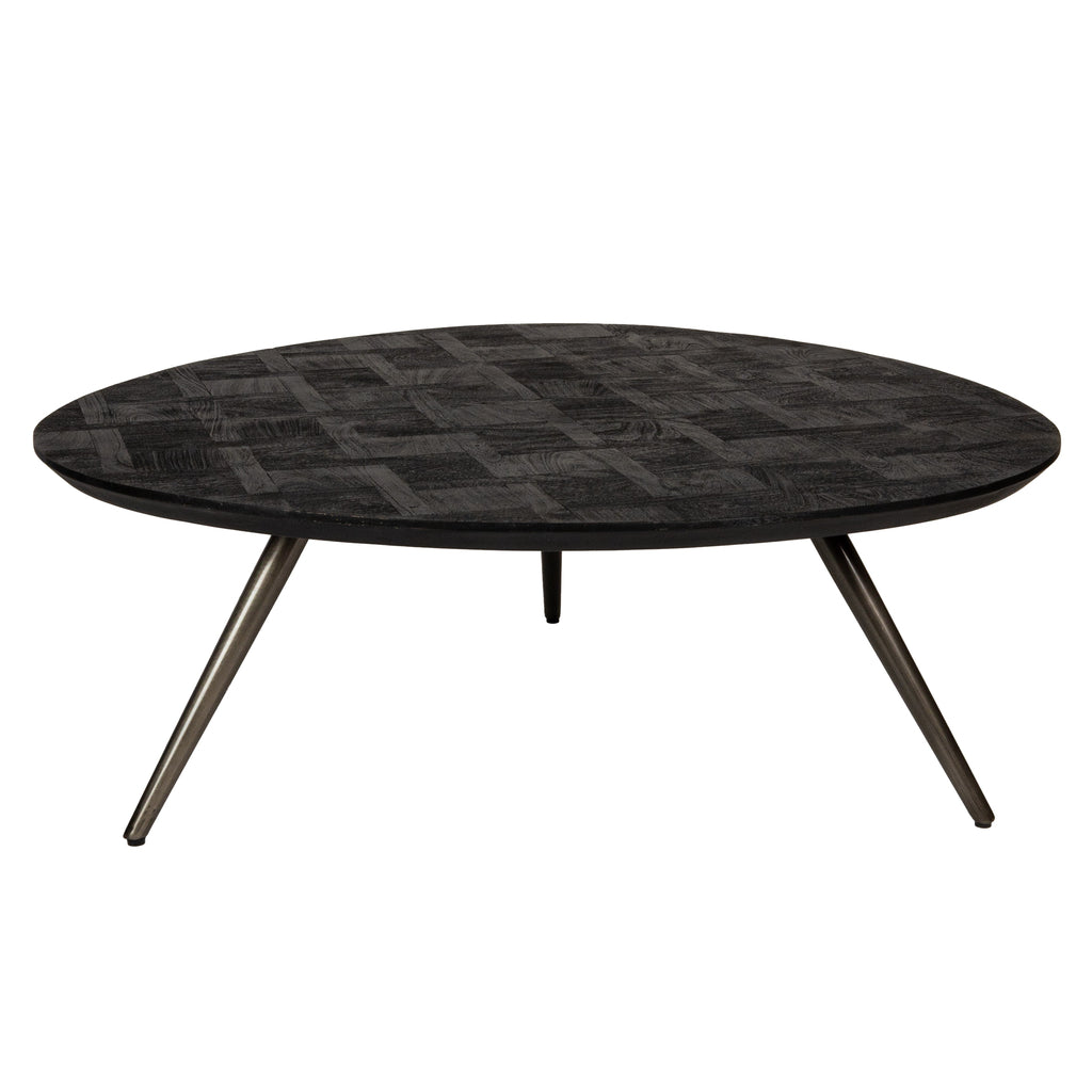 Fieron Mesa de café redonda de madera negra orgánica.