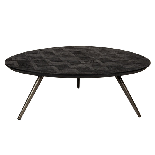 Fieron Mesa de café redonda de madera negra orgánica.