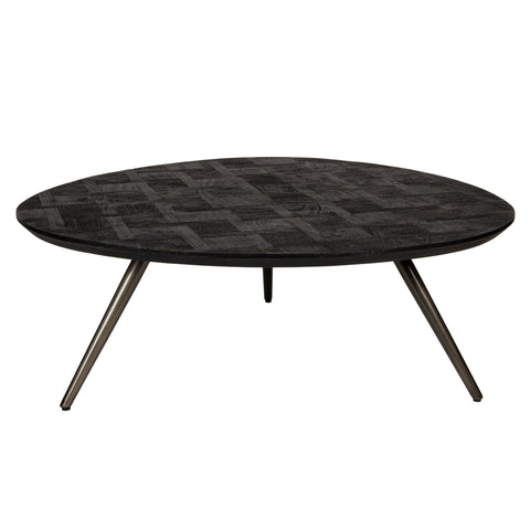 Fieron Mesa de café redonda de madera negra orgánica.