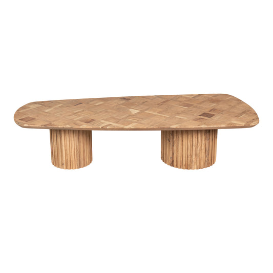Mesa de café de madera natural Fieron con base doble redonda.