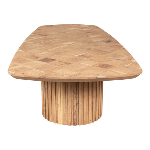 Mesa de café de madera natural Fieron con base doble redonda.