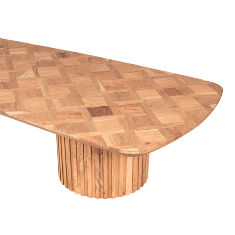 Mesa de café de madera natural Fieron con base doble redonda.