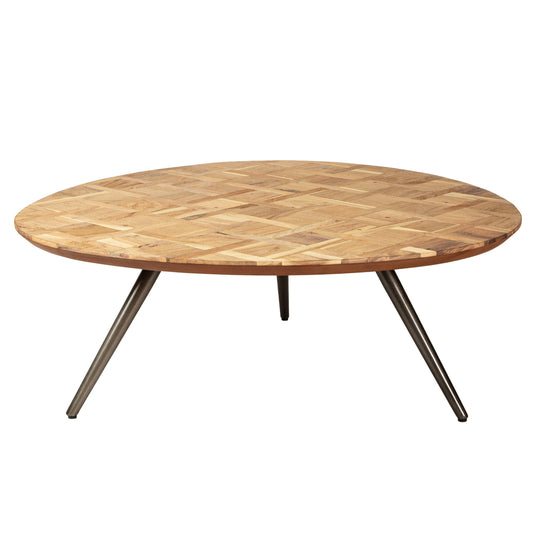 Fieron Mesa de café redonda de madera natural orgánica