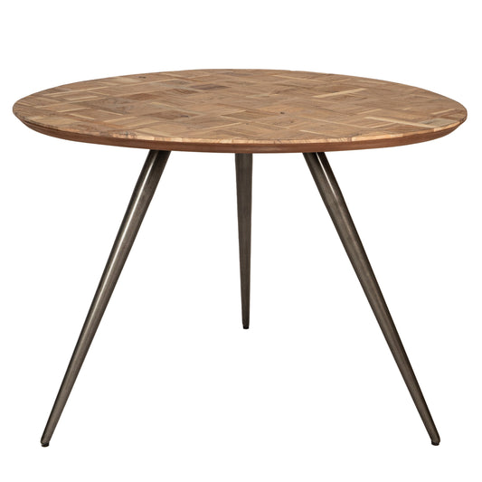 Fieron Mesa de comedor redonda de madera natural orgánica.