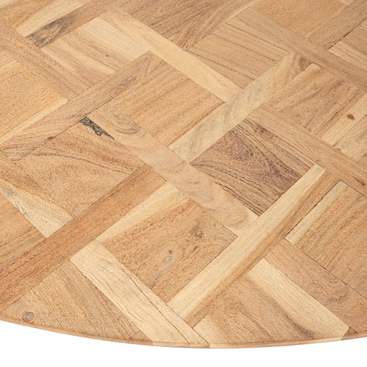 Fieron Mesa de comedor redonda de madera natural orgánica.